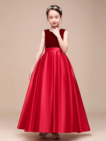 Burgundy Girl Pageant Dress With Bows BCH048