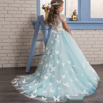 Ball Gown Short Sleeve Kids Prom Dress for Girls CH0109