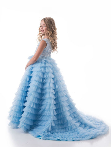 Princess Power Blue Kids Prom Dress CHK015