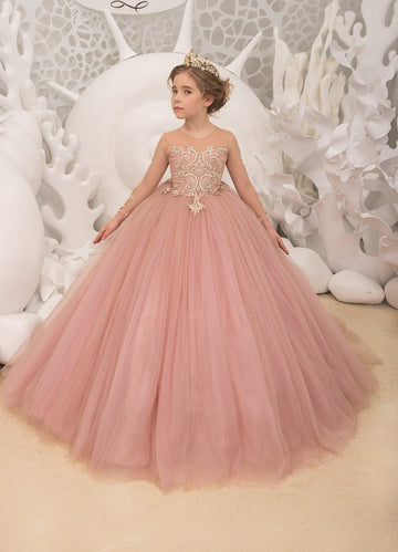 Pink Girl's Pageant Ball Gown Kids Prom Dress CHK188