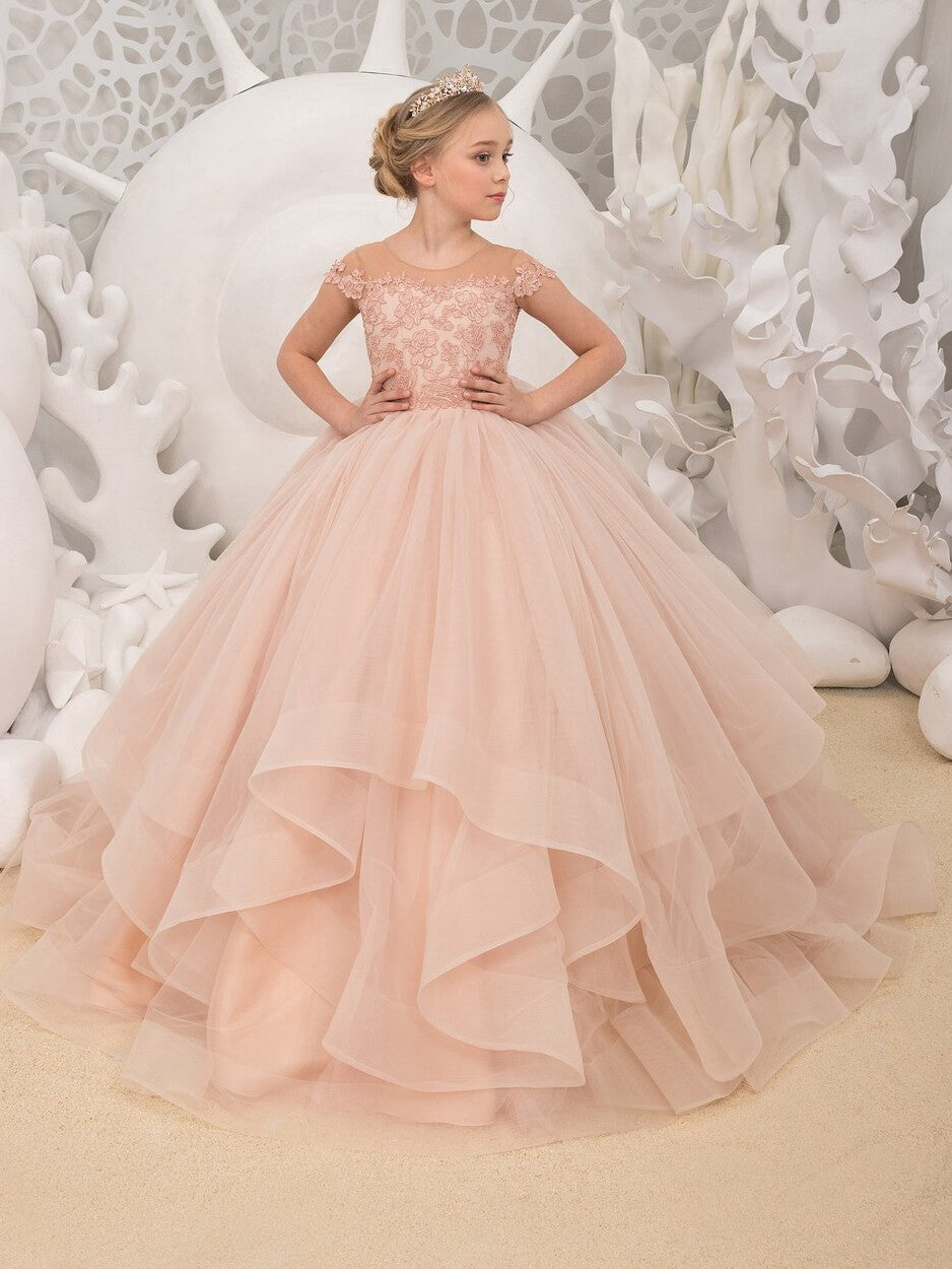 Kids Nude Pink Princess Prom Dress CHK226