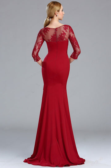 EBD027 Long Sleeve Red Mother Formal Dress