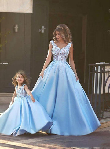 Light Blue Mommy-Daughter Matching Prom Dress FGD473