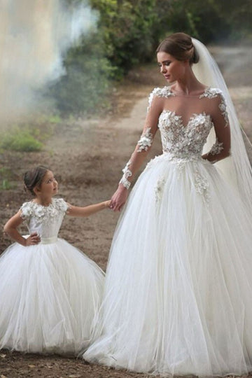 White Ball Mommy-Daughter Matching Prom Dress FGD487