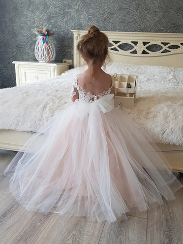 Cute Half Sleeve Toddler Tulle Ball Party Gowns FGD529