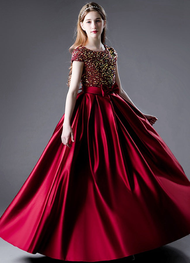 Party Wear Long Dresses For Tweens Girls' Red Formal Casual Dress