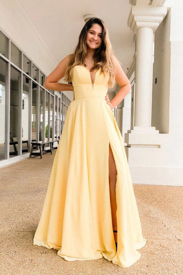 Junior Yellow Chiffon Princess Plus Size Prom Dress JTB017