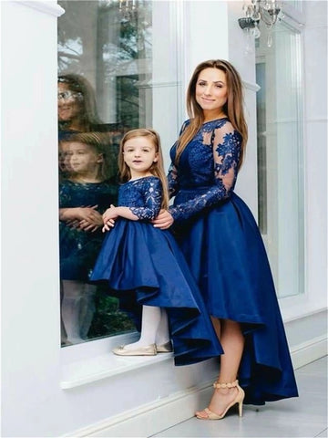 Royal Blue High Low Mommy-Daughter Matching Prom Dress MGD014