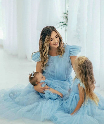 Light Blue Boho Mommy-Daughter Matching Prom Dress MGD015