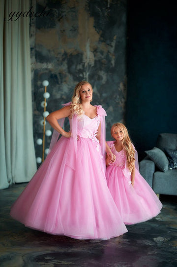 Pink Mommy-Daughter Matching Prom Dress MGD017