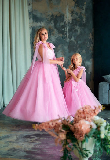 Pink Mommy-Daughter Matching Prom Dress MGD017