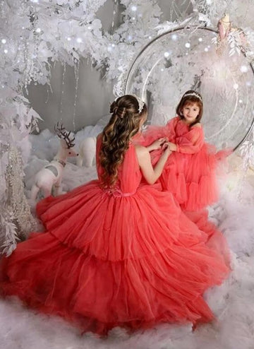 Watermelon Mommy-Daughter Matching Prom Dress MGD018