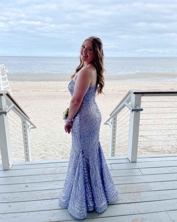Sparkly Mermaid Blue Plus Size Prom Dress PSD150