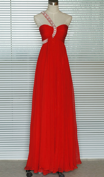 A-line Red One Shoulder Prom Dress SCD028S