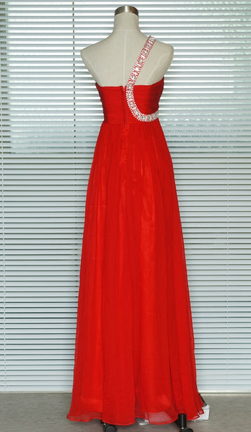 A-line Red One Shoulder Prom Dress SCD028S