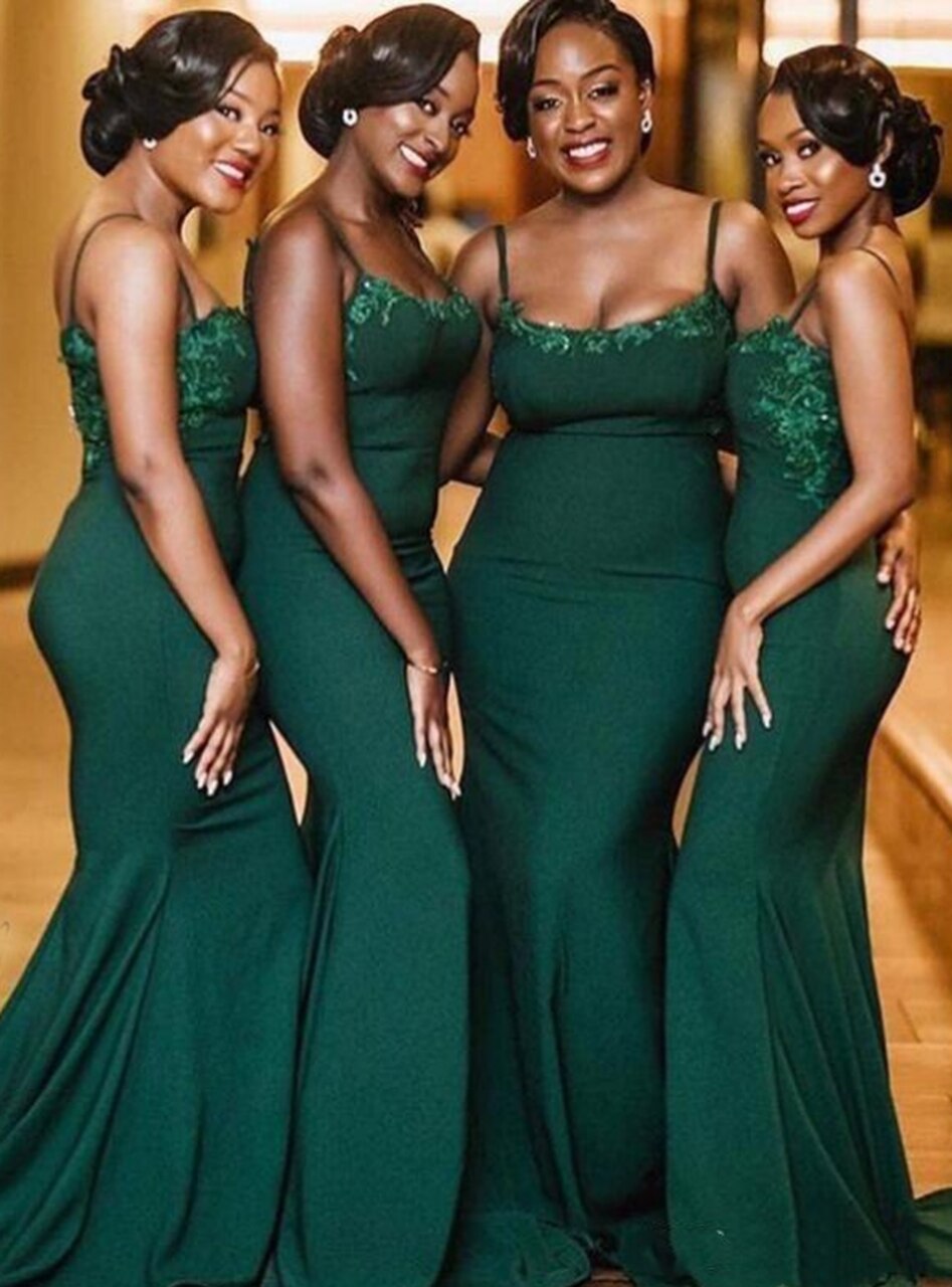 Dark Green Floor-Length Spagehtti Straps Mermaid Bridesmaid Dress GBD1 Dark Green Floor-Length Spagehtti Straps Mermaid Bridesmaid Dress GBD1