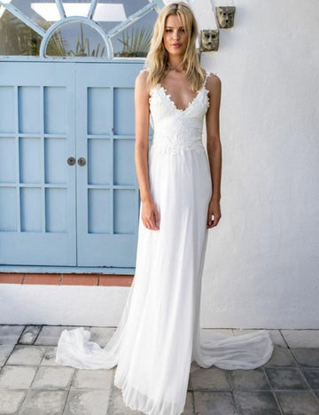 V Neck Lace Tall Wedding Dress BWD325