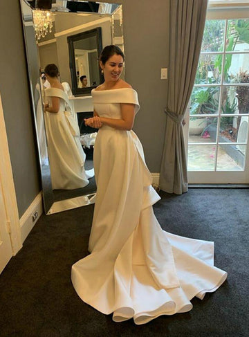 Satin Off The Shoulder Wedding Dress BWD331