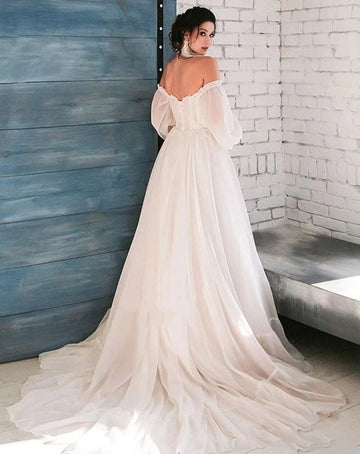 Long Sleeve Off The Shoulder Wedding Dress BWD345