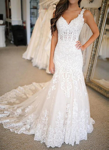 Straps Lace Wedding Dress BWD362
