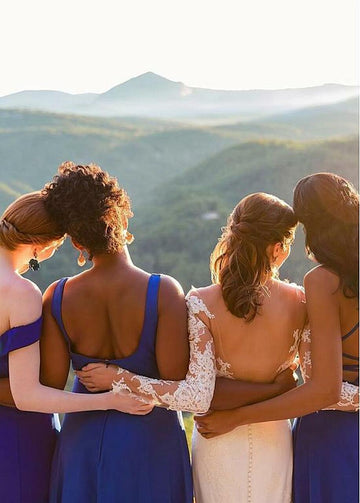 Royal Blue Floor Length Scoop Bridesmaid Dress GBD053