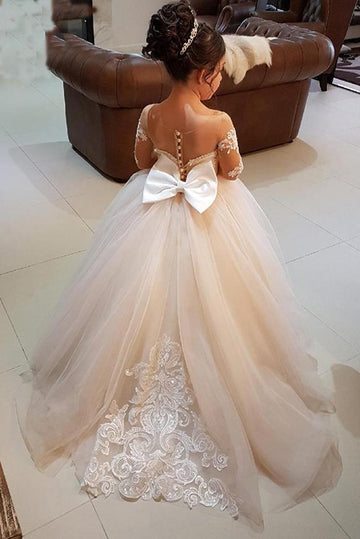 Long Sleeve Lace Flower Girl Dress BDACH003