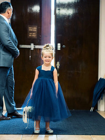 Navy Blue Tulle Flower Girl Dress ACH094