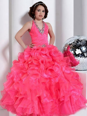 Watermelon Organza Kids Prom Dress ACH098