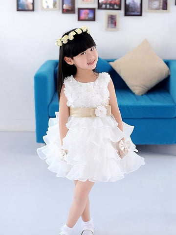 Ruffles Short Organza Flower Girl Dress ACH102
