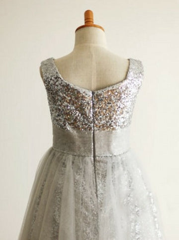 Silver Tulle Sequin Toddler Dress ACH126