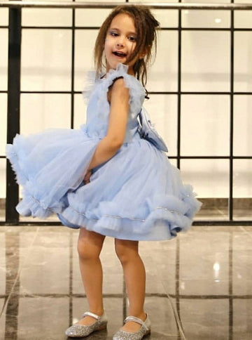 Sky Blue Ruffles Sky Blue Toddler Flower Girl Dress ACH140