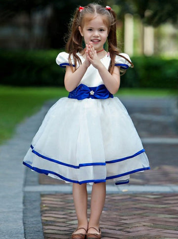 Short Sleeve Royal Blue Flower Girl Dress ACH151