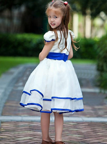Short Sleeve Royal Blue Flower Girl Dress ACH151