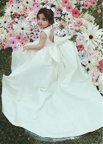 White Ball Gown Flower Girl Dress ACH161