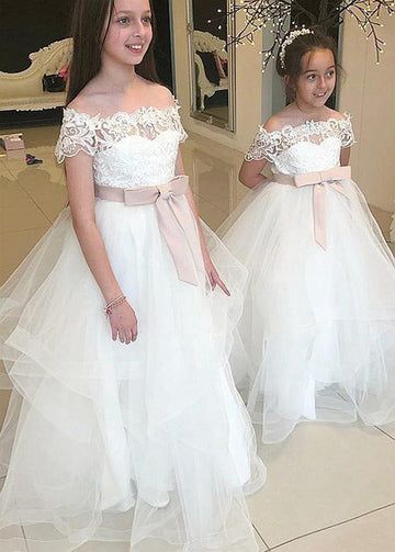 Off-the-shoulder Tulle Flower Girl Dress ACH168