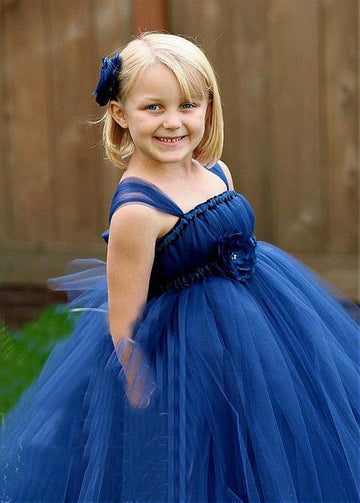 Dark Blue Tulle Toddler Ball Gown Flower Girl Dress ACH181