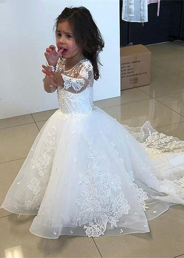 Long Sleeves Ball Gown Flower Girl Dress ACH185