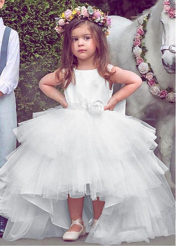 White High Low Flower Girl Dress ACH197