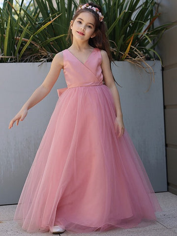 V Neck Tulle Kids Prom Dress ACH207