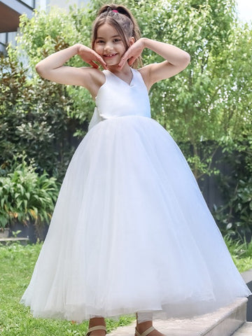 White First Communion Dress with Bow ACH218