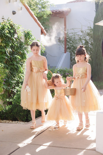 Gold Sequins Strap Toddler Flower Girl Dress ACH227