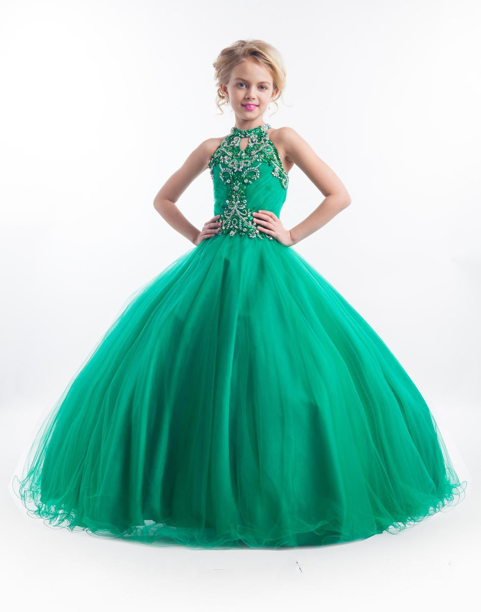 Emerald Green Kids Girls Pageant Dresses with Halter Neck BCH013 Emerald Green Kids Girls Pageant Dresses with Halter Neck BCH013