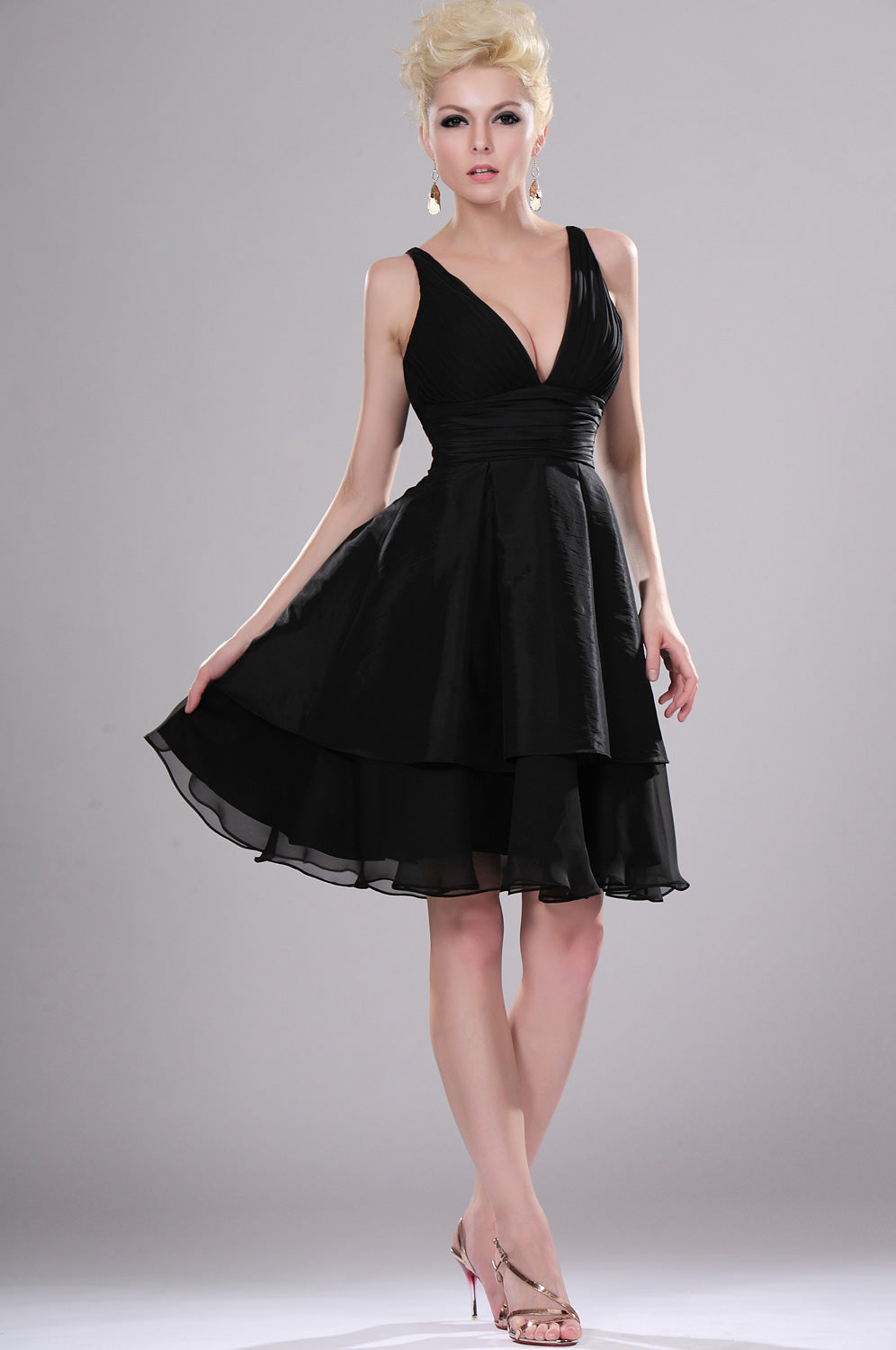 Black Chiffon A-line V-neck Short/Mini Little Black Bridesmaid Dress(U Black Chiffon A-line V-neck Short/Mini Little Black Bridesmaid Dress(U