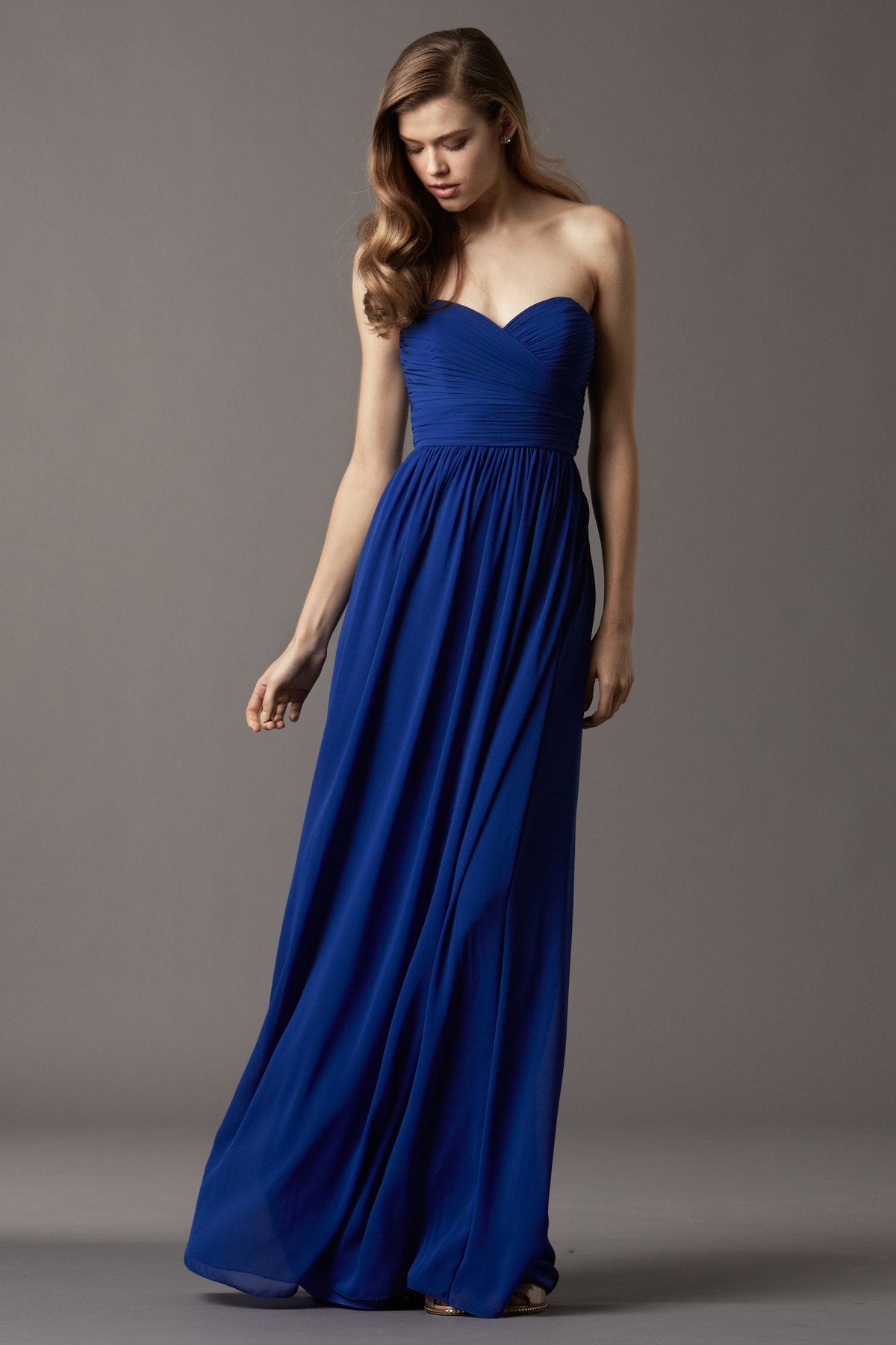 Royal Blue Chiffon A-line Sweetheart Floor-length Bridesmaid Dress(BD761)