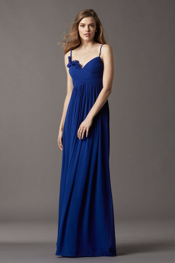 Royal Blue Chiffon A-line Straps Floor-length Bridesmaid Dress(BD767)