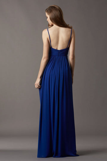 Royal Blue Chiffon A-line Straps Floor-length Bridesmaid Dress(BD767)