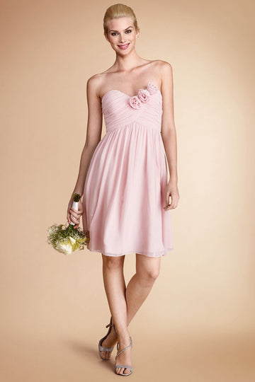 Grape Chiffon A-line Sweetheart Short Bridesmaid Dress For Beach(BD788)