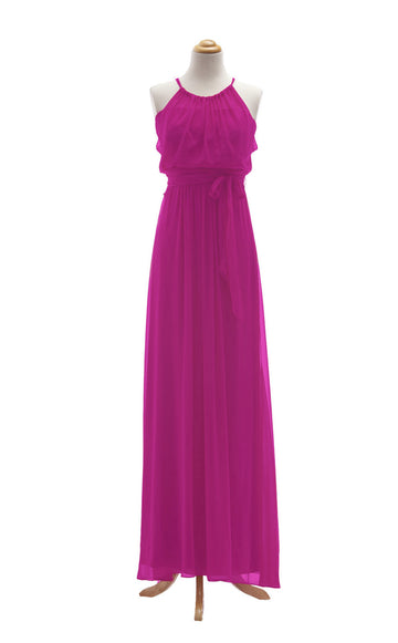Chiffon A Line/Princess Halter Fuchsia Bridesmaid Dress(BSD014)