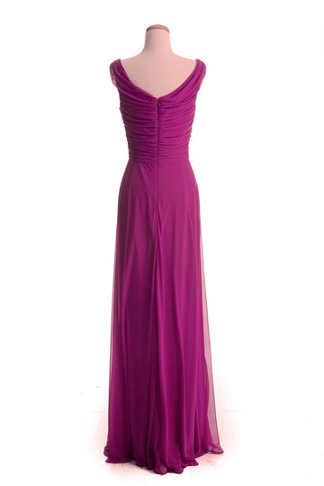 Chiffon A Line/Princess V-Neck Dark Fuchsia Bridesmaid Dress(BSD019)