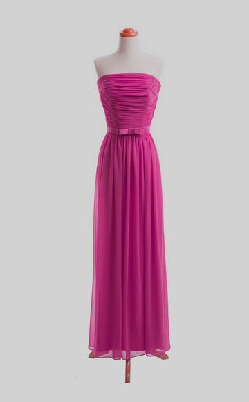 Chiffon A Line Straight Across Floor Length Bridesmaid Dress(BSD026)